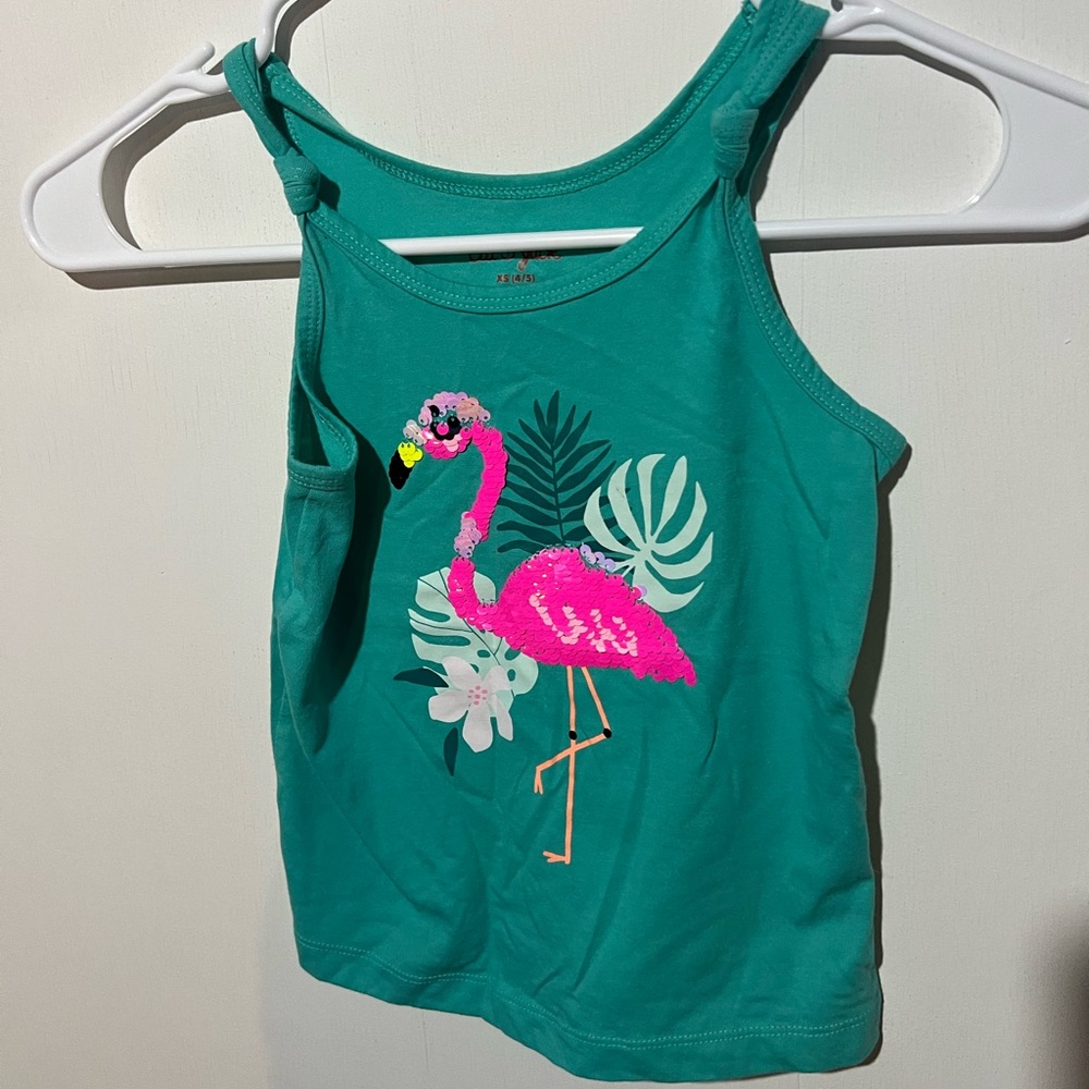 Cat & Jack Teal Tank Top with Pink Flamingo